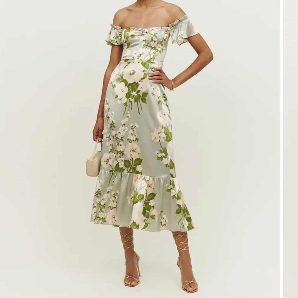 Reformation Floral Maxi Dress, Tarragon, Women’s 0